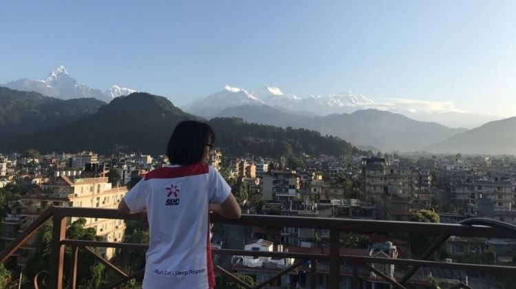 View from balcony in Pokhara hotel